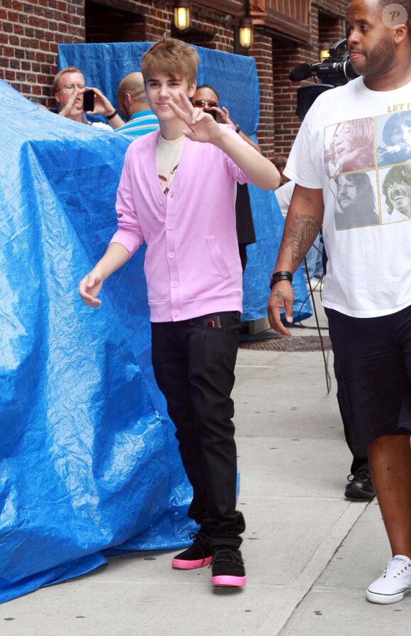 Justin Bieber à New York pour l'émission de David Letterman, le 21 juin 2011.