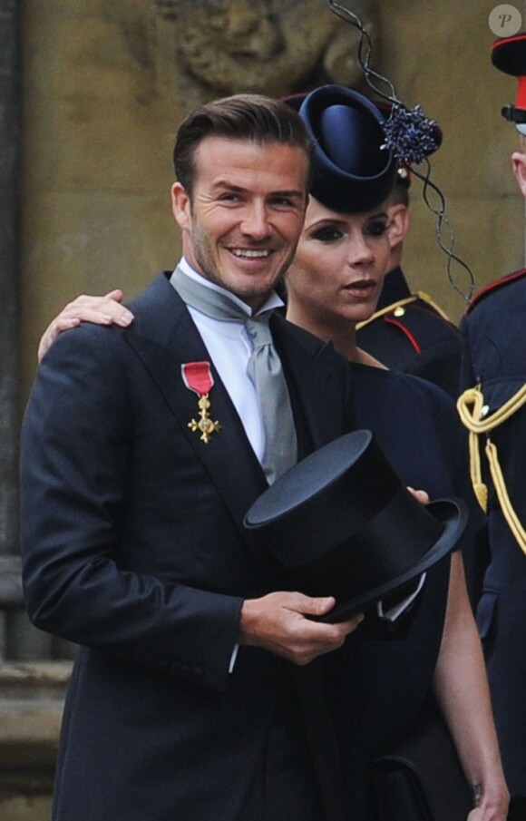 Victoria et David Beckham lors du mariage de Kate et William le 29 avril 2011