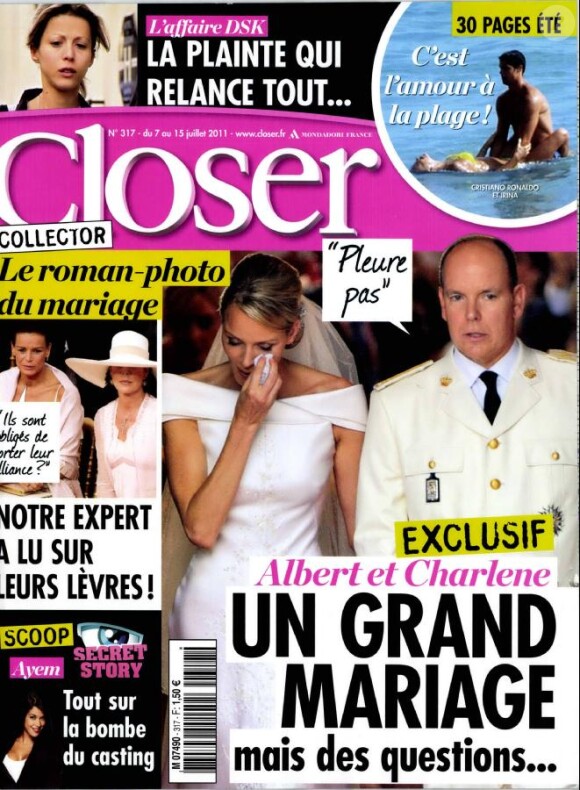 Couverture du magazine Closer, en kiosques le 7 juillet 2011