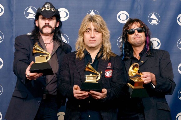 Motörhead, le trio (Lemmy, Mikkey, Phil), lors des Grammy Awards en février 2005