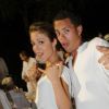 Dounia Coesens et Ambroise Michel lors de la soirée blanche aux Moulins de Ramatuelle. Dimanche 10 juillet 2011
