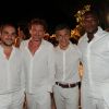 FX Demaison, Jean-Paul Rouve, Nagui et Marcel Dessailly lors de la soirée blanche aux Moulins de Ramatuelle. Dimanche 10 juillet 2011