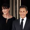 Carla Bruni-Sarkozy, enceinte, à Deauville en mai 2011. Son époux Nicolas Sarkozy est à ses côtés.