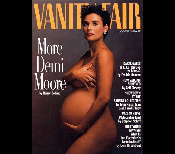 La couverture de magazine qui l'a rendue célèbre. Pour la première fois, une femme enceinte posait nue dans la presse. Vanity Fair d'août 1991.