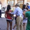 Woody Allen, Soon Yi, et leur deux filles le 21 juillet à Rome à la sortie du restaurant la Carbonara : un vrai papa-poule