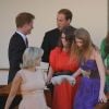 Le prince Harry, le prince William, la princesse Beatrice et la princesse Eugenie lors d'une soirée placée sous le signe du mariage de Zara Phillips et Mike Tindall, sur le yacht Britannia. Vendredi 29 juillet 2011