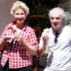 Danièle Gilbert et son époux Patrick à Saint-Tropez, le 16 août 2011.