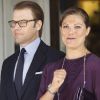 La princesse Victoria de Suède et son mari le prince Daniel procédaient à l'inauguration du Congrès nordique des juristes, à Stockholm, le jeudi 18 août 2011, au lendemain de l'annonce de sa grossesse.