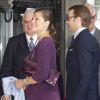 La princesse Victoria de Suède et son mari le prince Daniel procédaient à l'inauguration du Congrès nordique des juristes, à Stockholm, le jeudi 18 août 2011, au lendemain de l'annonce de sa grossesse.