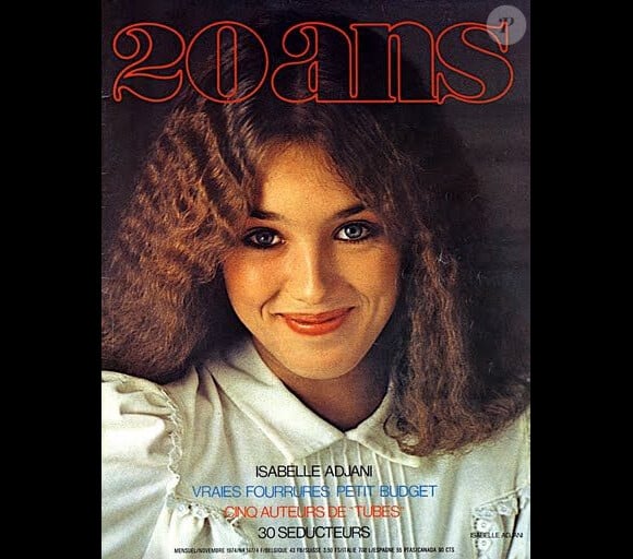 Voici Isabelle Adjani, âgée de 19 ans, pour sa première couverture. Magazine 20 ans, 20 novembre 1974.