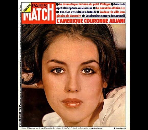 L'actrice Isabelle Adjani en couverture de Paris Match du 14 février 1976.