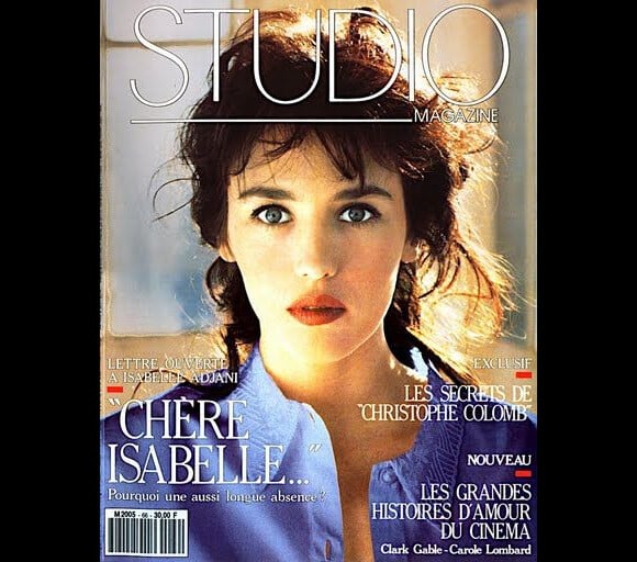 Isabelle Adjani, en couverture de Studio Magazine d'octobre 1992.