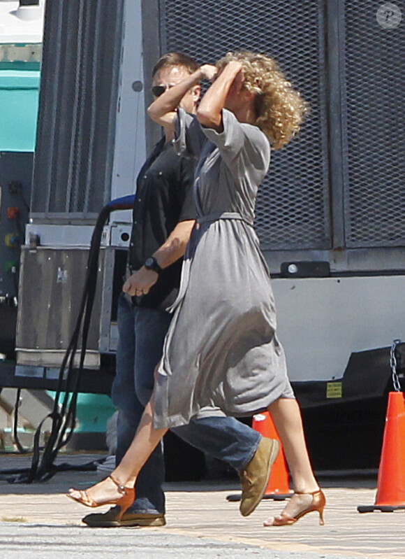 Cameron Diaz sur le tournage du film What to expect when you're expecting à Atlanta le 29 août 2011