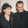 Liane Foly, avant son opération du nez, avec Pascal Obispo, à Paris, le 1er décembre 1994.
