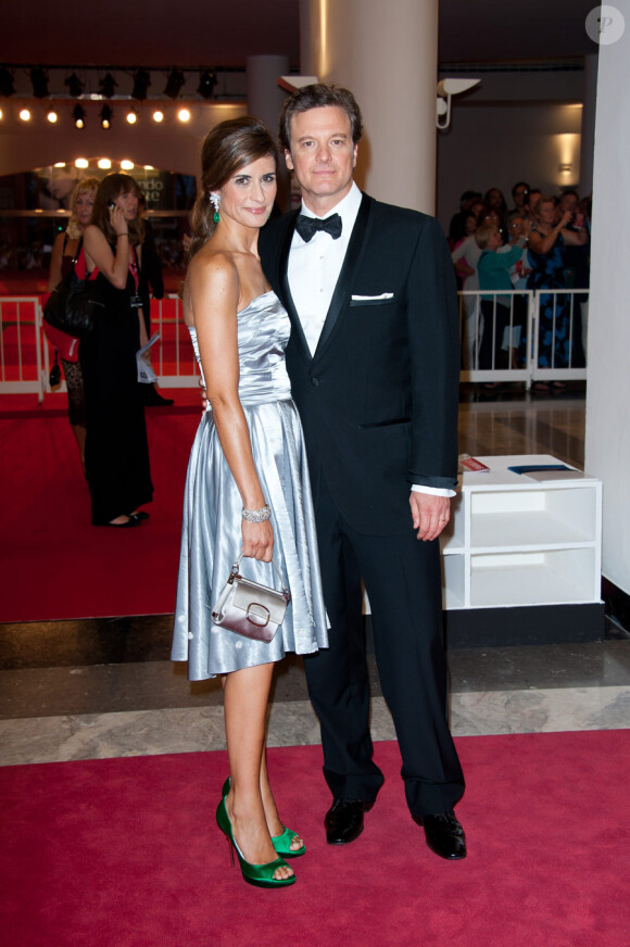 Colin Firth et son épouse Livia lors de la présentation au festival de Venise du film La Taupe le 5 septembre 2011