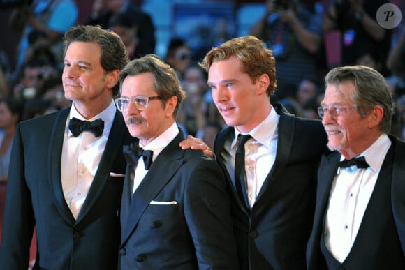Colin Firth, Gary Oldman, Benedict Cumberbatch et John Hurt lors de la présentation au festival de Venise du film La Taupe le 5 septembre 2011