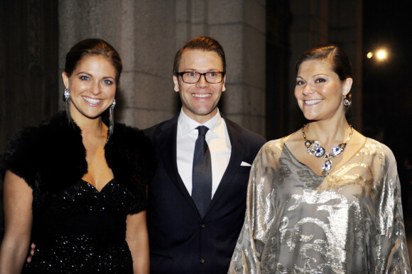 La princesse Madeleine de Suède, le prince Daniel de Suède et son épouse la princesse Victoria de Suède à l'Opéra royal de Stockholm pour un concert le 15 septembre 2011