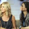 Jennifer Aniston et Demi Moore sur le plateau de l'émission Good Morning America, à New York, le 26 septembre 2011.