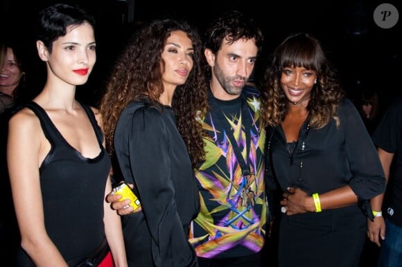 Afef Jnifen, Naomi Campbell et Riccardo Tisci, le directeur artistique de la griffe, à la soirée Givenchy pendant la Fashion Week parisienne le 2 octobre 2011
