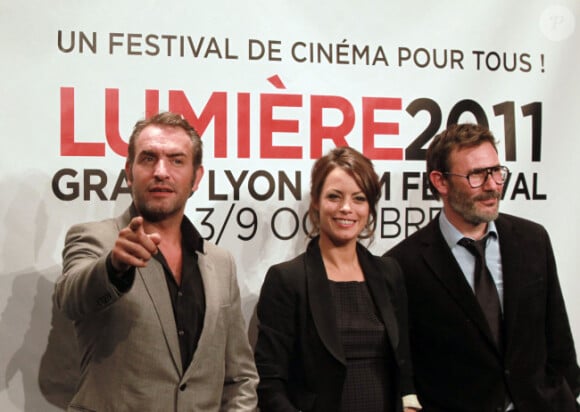Jean Dujardin, Bérénice Bejo et Michel Hazanavicius à Lyon en octobre 2011