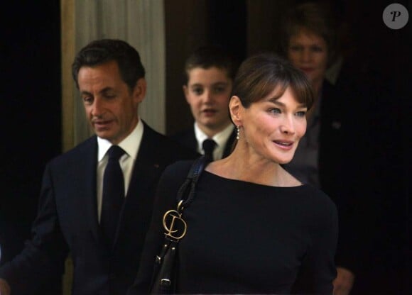 Nicolas Sarkozy, son fils Louis et Carla Bruni, à New York, le 20 septembre 2010.