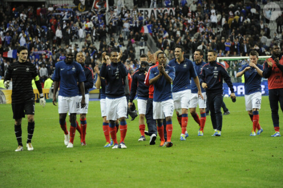 L'équipe de France le 11 octobre 2011 à Saint-Denis après sa victoire sur la Bosnie dans le cadre des qualifications à l'Euro 2012