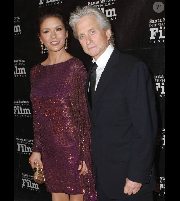 Michael Douglas et sa femme Catherine Zeta-Jones le 13 octobre 2011 au festival de Santa Barbara, pour recevoir le prix Kirk Douglas.