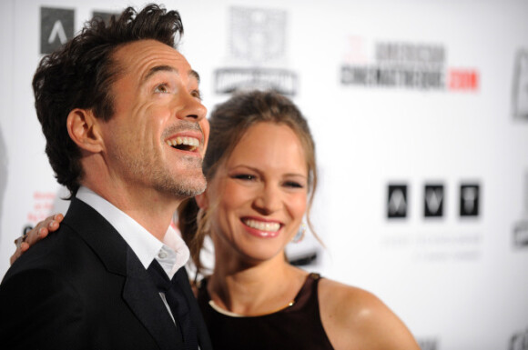 Robert Downey Jr. et sa femme Susan Downey, enceinte, le 14 octobre 2011 à Beverly Hills, Californie.
