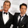 Robert Downey Jr. et Mel Gibson le 14 octobre 2011 à Beverly Hills, Californie.