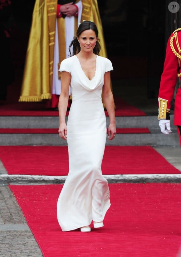 Le jour où le monde entier découvrait Pippa Middleton, lors du mariage royal entre sa soeur Kate et le Prince William. Londres, le 29 avril 2011.