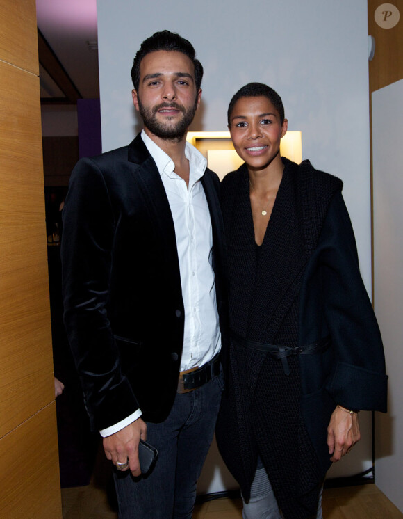 Ayo et Maxim Nucci lors de la soirée Cartier à la boutique des Champs-Elysées, transformée du 10 au 20 novembre 2011 en théâtre végétal. Paris le 9 novembre 2011
