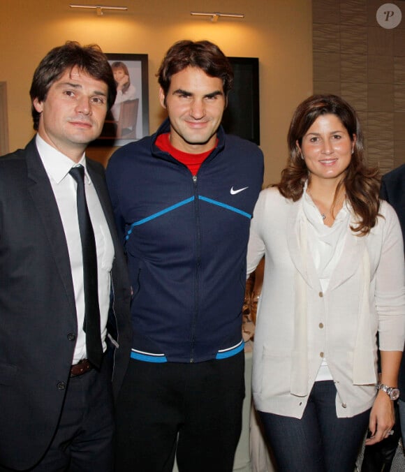 Arnaud Boetsch, Roger Federer et sa femme Mirka le 13 novembre lors de la finale du Masters 1000 de Paris Bercy