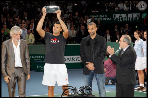 Jo-Wilfried Tsonga et Tony Parker le 13 novembre lors de la finale du Masters 1000 de Paris Bercy