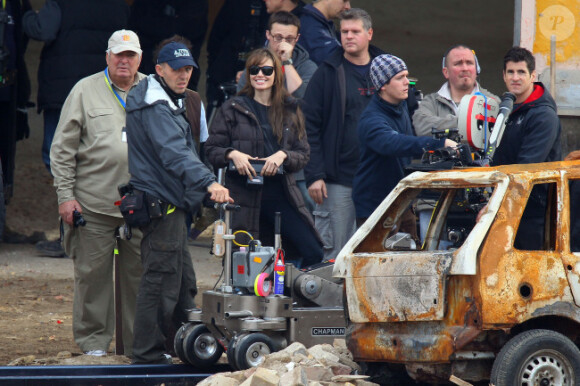 Angelina Jolie sur le tournage de son film Au pays du sang et du miel en Hongrie en novembre 2010