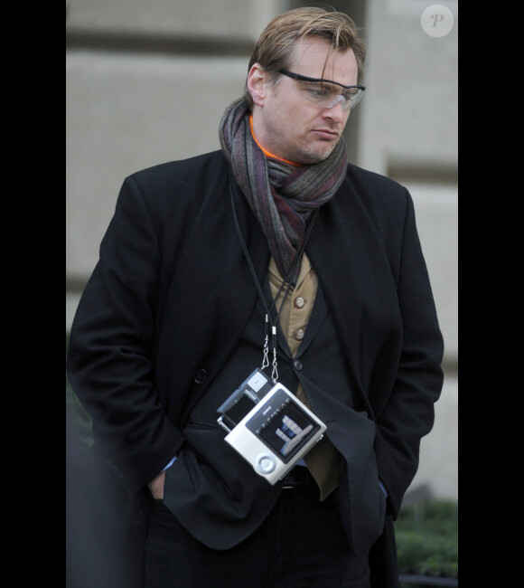 Christopher Nolan sur le tournage de The Dark Knight Rises, le 2 novembre 2011 à New York.