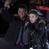 Justin Bieber et Usher durant l'enregistrement de l'émission spéciale Noël au Rockefeller Center, de NBC, le 23 novembre 2011 à New York.