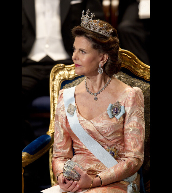 La reine Silvia lors de la cérémonie de remise des prix Nobel à Stockholm le 10 décembre 2011