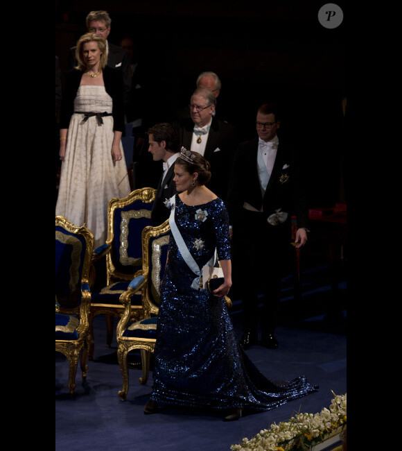 La princesse Victoria de Suède lors de la cérémonie de remise des prix Nobel à Stockholm le 10 décembre 2011