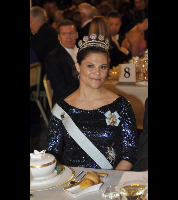 La princesse de Suède lors du banquet de la cérémonie de remise des prix Nobel à Stockholm le 10 décembre 2011