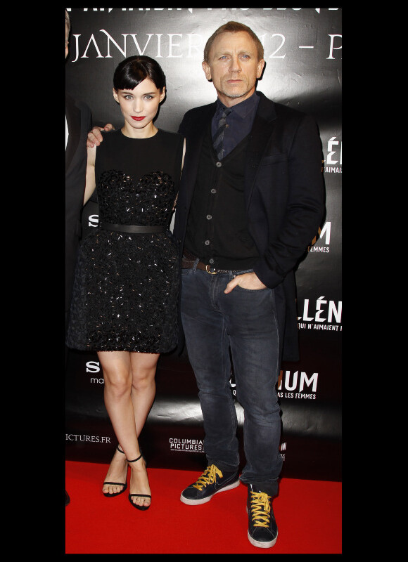 Daniel Craig et Rooney Mara présentent Millénium : Les hommes qui n'aimaient pas les femmes à Paris, le 3 janvier 2012.