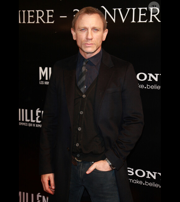 Daniel Craig présente Millénium : Les hommes qui n'aimaient pas les femmes à Paris, le 3 janvier 2012.