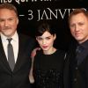 David Fincher, Daniel Craig et Rooney Mara présentent Millénium : Les hommes qui n'aimaient pas les femmes à Paris, le 3 janvier 2012.