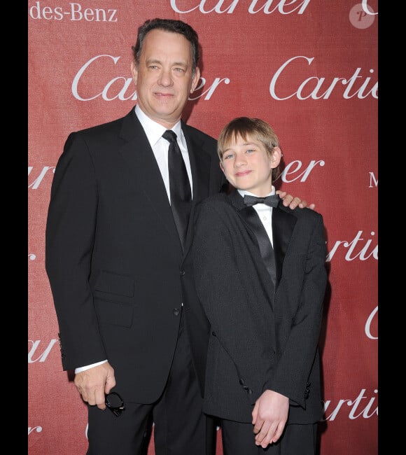 Tom Hanks et Thomas Horn lors du festival de cinéma de Palm Springs à Los Angeles le 7 janvier 2012