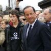 François Hollande pour le 16e anniversaire de la mort de François Mitterrand à Jarnac, le 8 janvier 2012.