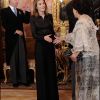 Letizia et Felipe d'Espagne le 24 janvier 2012, au palais royal, pour la réception des ambassadeurs étrangers.