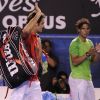 Roger Federer et Rafael Nadal le 26 janvier 2012 à Melbourne lors de leur demi-finale gagnée par l'Espagnol lors de l'Open d'Australie