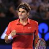Roger Federer le 26 janvier 2012 à Melbourne lors de sa demi-finale perdue face à Rafael Nadal lors de l'Open d'Australie