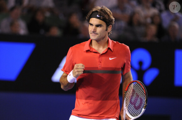 Roger Federer le 26 janvier 2012 à Melbourne lors de sa demi-finale perdue face à Rafael Nadal lors de l'Open d'Australie