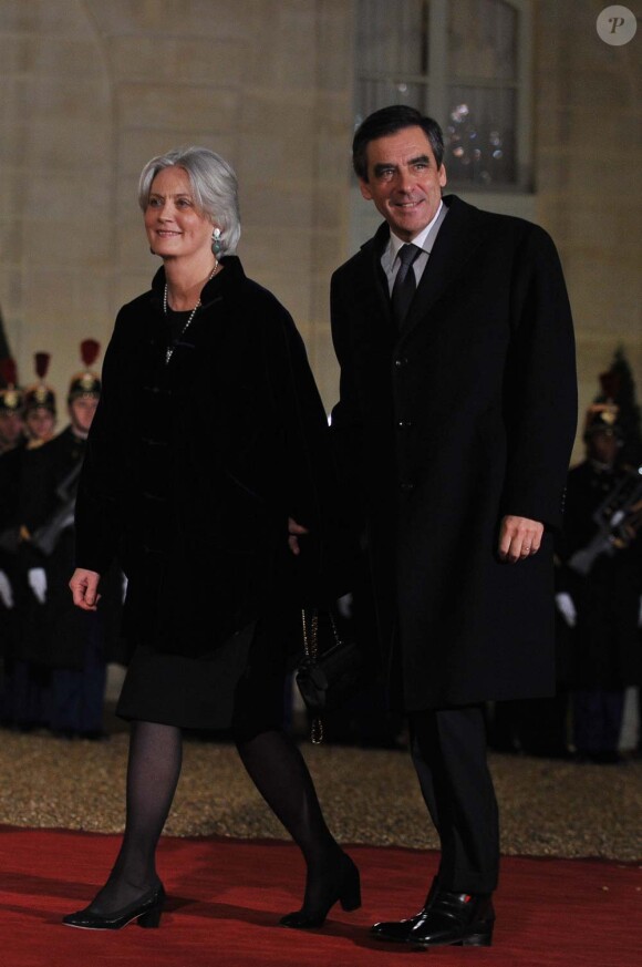 François Fillon et son épouse Pénélope à l'Élysée, le 26 janvier 2012.