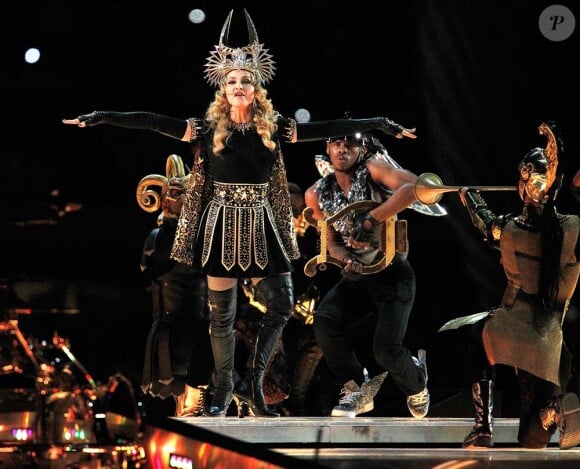 Madonna au Super Bowl, à Indianapolis, le 5 février 2012.